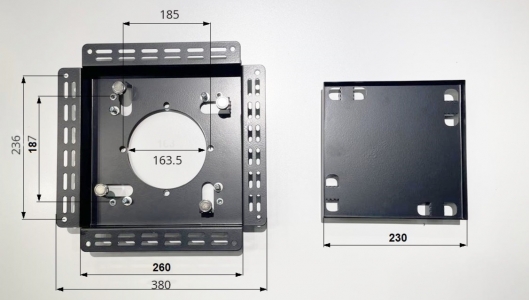 Решетка теневая под плитку РТМ 260х260мм для вентилятора d160мм черная металлическая